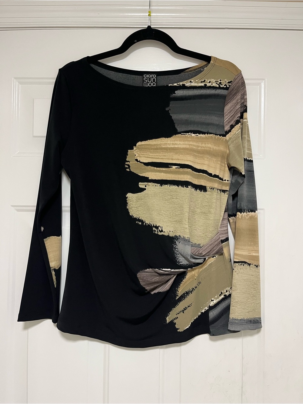 Clara Sun Woo Brushstroke Long Sleeve Top Womens Small
